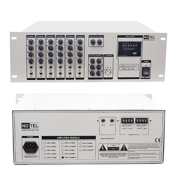 NO-TEL NOT-A-2200BTT 2X200 W 4-8 /70/100V-USB-6 MİK-6 LINE GİRŞ EKO ÇİFT ÇIKIŞLI USB/SD TRAFOLU AN NO-TEL NOT-A-2200BTT 2X200 W 4-8 /70/100V-USB-6 MİK-6 LINE GİRŞ EKO ÇİFT ÇIKIŞLI USB/SD TRAFOLU AN