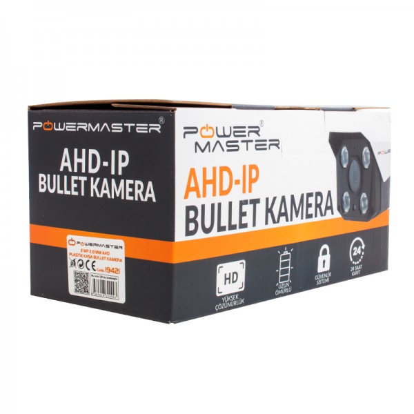 POWERMASTER PM-19421 2MP 2.8 MM 24 IR LED AHD SİYAH PLASTİK KASA BULLET KAMERA POWERMASTER PM-19421 2MP 2.8 MM 24 IR LED AHD SİYAH PLASTİK KASA BULLET KAMERA