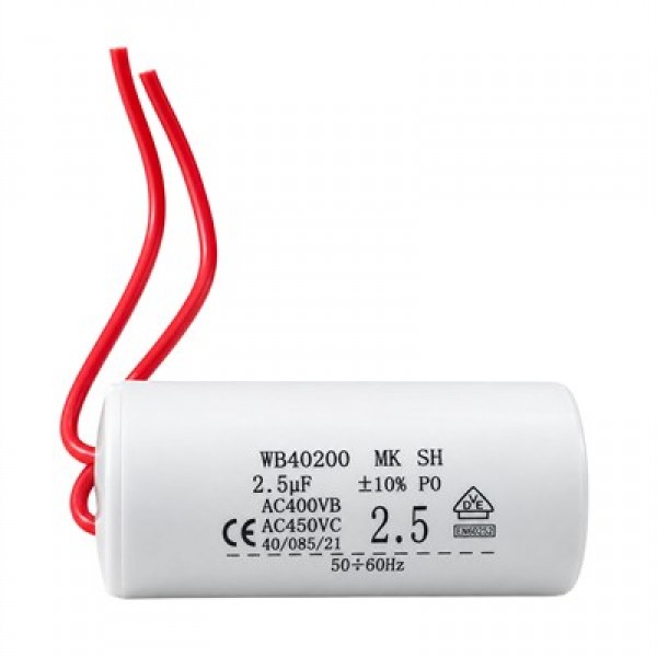 Powermaster WB40200 2.5 uF 400V/450V AC Kablolu Motor Daimi Çalışma Kapasitörü (Kondansatör) Powermaster WB40200 2.5 uF 400V/450V AC Kablolu Motor Daimi Çalışma Kapasitörü (Kondansatör)