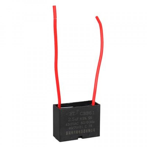 2.5UF 450VAC Siyah 10cm Kablolu Kare Tip Kutupsuz Kondansatör