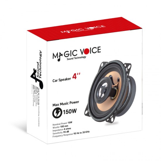 MAGICVOICE MV-2004 150 WATT 10 CM 4 TWEETERLI TEKLİ OTO HOPARLÖR (YEDEK HOPARLÖR)