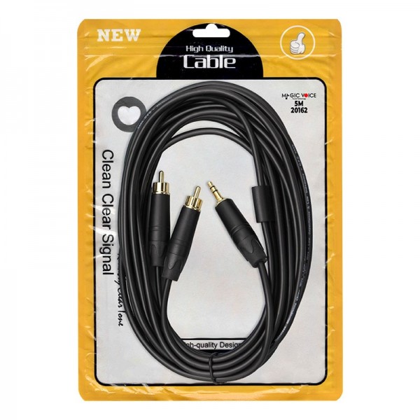 MAGİCVOİCE LD387A 2XRCA ERKEK + 3.5 MM STEREO ERKEK 5 METRE KABLO