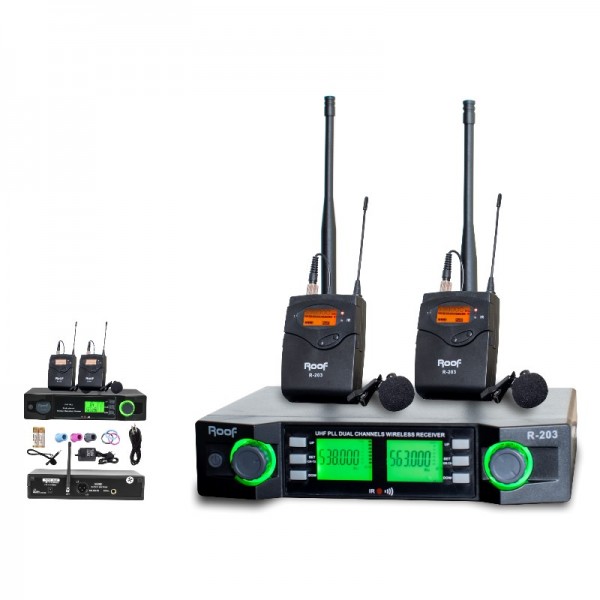 ROOF R-203 2 YAKA 2 KANAL 2 ANTEN UHF KABLOSUZ TELSİZ MİKROFON ROOF R-203 2 YAKA 2 KANAL 2 ANTEN UHF KABLOSUZ TELSİZ MİKROFON