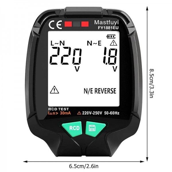 POWERMASTER PM-20400 SİYAH (30V - 250V) TAM EKRAN SOKET TEST CİHAZI POWERMASTER PM-20400 SİYAH (30V - 250V) TAM EKRAN SOKET TEST CİHAZI