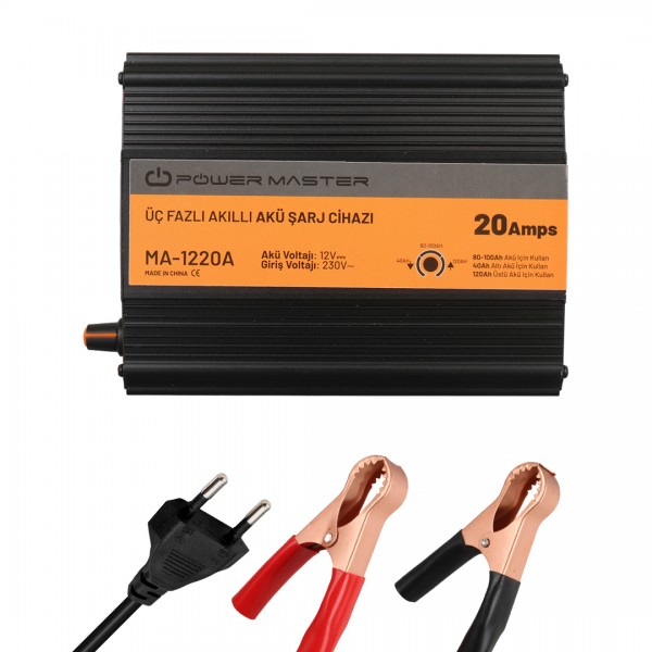 POWERMASTER MA-1220A 12 VOLT - 20 AMPER AKILLI AKÜ ŞARJ CİHAZI POWERMASTER MA-1220A 12 VOLT - 20 AMPER AKILLI AKÜ ŞARJ CİHAZI