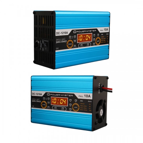 POWERMASTER DC-1210A 12 VOLT MAX 10 AMPER DİGİTAL EKRANLI AKILLI AKÜ ŞARJ CİHAZI POWERMASTER DC-1210A 12 VOLT MAX 10 AMPER DİGİTAL EKRANLI AKILLI AKÜ ŞARJ CİHAZI