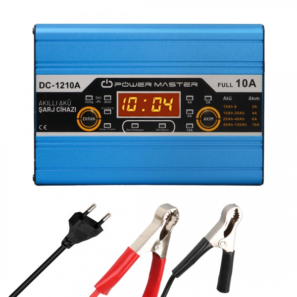 POWERMASTER DC-1210A 12 VOLT MAX 10 AMPER DİGİTAL EKRANLI AKILLI AKÜ ŞARJ CİHAZI POWERMASTER DC-1210A 12 VOLT MAX 10 AMPER DİGİTAL EKRANLI AKILLI AKÜ ŞARJ CİHAZI