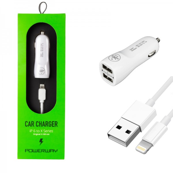 POWERWAY X3 3.1 AMPER IPHONE ARAÇ ÇAKMAKLIK ŞARJ ALETİ POWERWAY X3 3.1 AMPER IPHONE ARAÇ ÇAKMAKLIK ŞARJ ALETİ