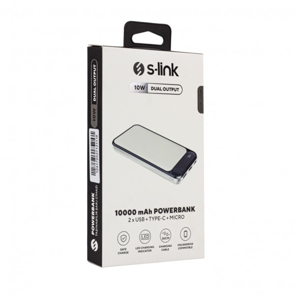 S-LINK IP-G2710 10000 MAH POWERBANK 2 USB PORT BEYAZ LCD GÖSTERGELİ POWERBANK S-LINK IP-G2710 10000 MAH POWERBANK 2 USB PORT BEYAZ LCD GÖSTERGELİ POWERBANK