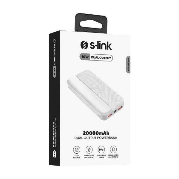 S-LINK P201 20000 MAH PRM MİCRO+TYPE-C+USB BEYAZ POWERBANK S-LINK P201 20000 MAH PRM MİCRO+TYPE-C+USB BEYAZ POWERBANK