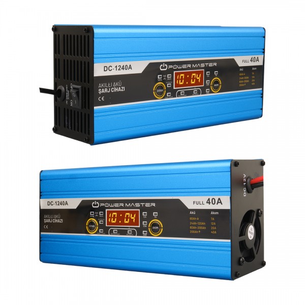 POWERMASTER DC-1240A 12 VOLT MAX 40 AMPER DİGİTAL EKRANLI AKILLI AKÜ ŞARJ CİHAZI POWERMASTER DC-1240A 12 VOLT MAX 40 AMPER DİGİTAL EKRANLI AKILLI AKÜ ŞARJ CİHAZI