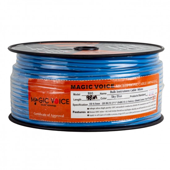 MAGICVOICE MİKROFON KABLOSU MONO 1.KALİTE 98 METRE MAVİ