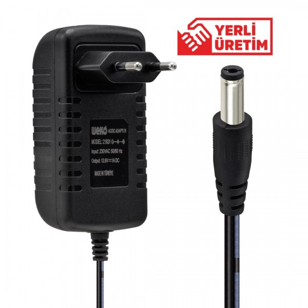 WEKO 12.6 VOLT - 1 AMPER 5.5*2.5 UÇLU KIRMIZI YEŞİL LEDLİ YERLİ ÜRETİM PRİZ TİPİ ŞARJ ADAPTÖRÜ WEKO 12.6 VOLT - 1 AMPER 5.5*2.5 UÇLU KIRMIZI YEŞİL LEDLİ YERLİ ÜRETİM PRİZ TİPİ ŞARJ ADAPTÖRÜ