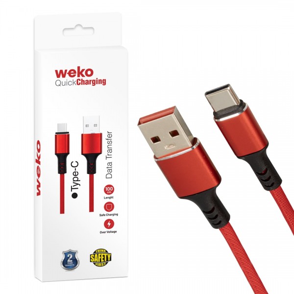 WEKO WK-22024 USB TO TYPE-C ÖRGÜLÜ KIRMIZI 1 MT ŞARJ KABLOSU (NO:14) WEKO WK-22024 USB TO TYPE-C ÖRGÜLÜ KIRMIZI 1 MT ŞARJ KABLOSU (NO:14)