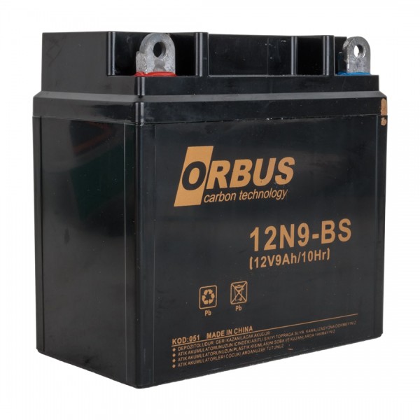 ORBUS 12N9-BS 12 V 9 AH ASİT İÇİNDE KARBON MOTOSİKLET AKÜSÜ