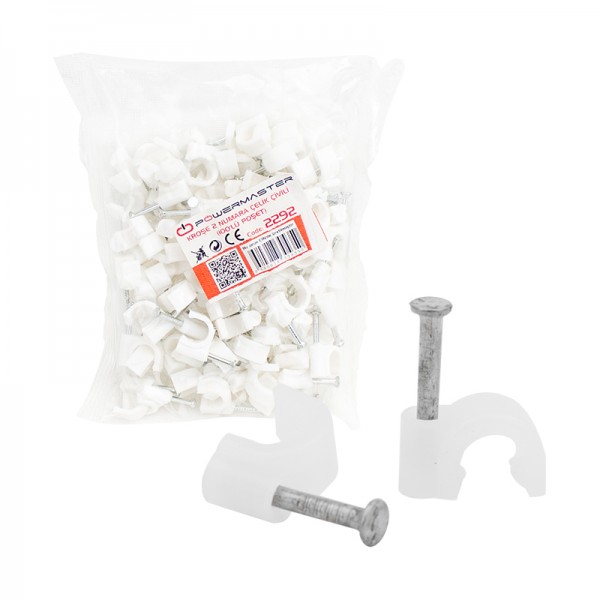 POWERMASTER 2 NUMARA ÇELİK ÇİVİLİ 6 MM KROŞE (100LÜ POŞET)(DATA - ANTEN KABLOLARI İÇİN)