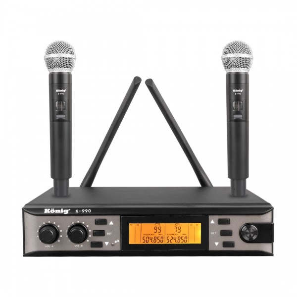 KÖNİG K-990 UHF 2X100 KANAL 2 EL MİKROFONLU KABLOSUZ TELSİZ MİKROFON KÖNİG K-990 UHF 2X100 KANAL 2 EL MİKROFONLU KABLOSUZ TELSİZ MİKROFON