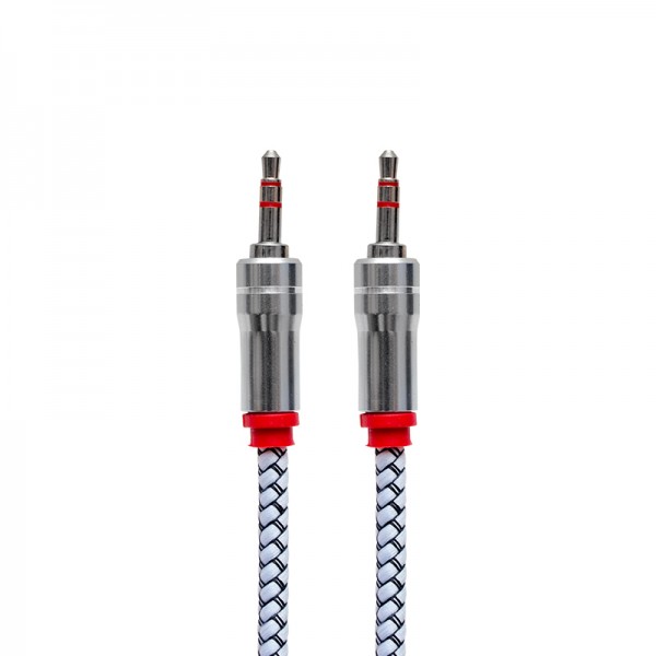 POWERMASTER 3.5 MM STEREO ERKEK/ERKEK STEREO METAL BAŞLIK ÖRGÜLÜ 1.5 METRE AUX KABLO