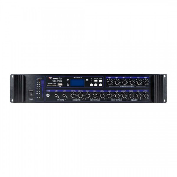 WESTA WM-2700U 700 WATT USB/BT/SD 4-16-70-100V 6 BÖLGELİ HAT TRAFOLU MİKSER ANFİ