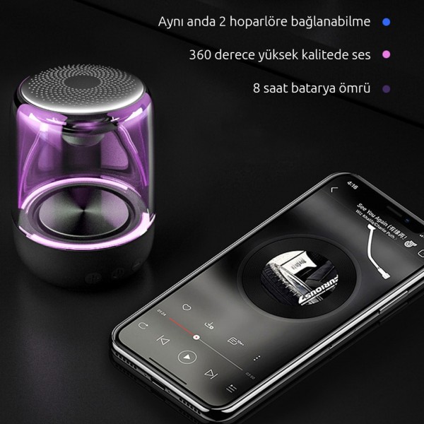 MAGICVOICE MV-24696 600 MAH TAŞINABİLİR RGB MİKROFONLU AUX/TF/BLUETOOTH 3 WATT HOPARLÖR SPEAKER (BEYAZ)