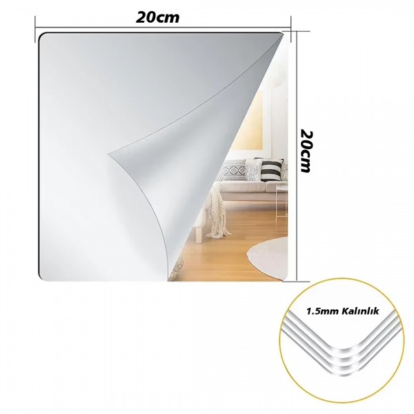 SUNUP SN-24892 20X20CM KENDİNDEN YAPIŞKANLI ESNEK PVC DUVAR AYNASI PANEL STİCKER ÇIKARTMA SUNUP SN-24892 20X20CM KENDİNDEN YAPIŞKANLI ESNEK PVC DUVAR AYNASI PANEL STİCKER ÇIKARTMA