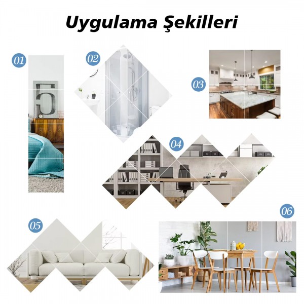 SUNUP SN-24892 20X20CM KENDİNDEN YAPIŞKANLI ESNEK PVC DUVAR AYNASI PANEL STİCKER ÇIKARTMA SUNUP SN-24892 20X20CM KENDİNDEN YAPIŞKANLI ESNEK PVC DUVAR AYNASI PANEL STİCKER ÇIKARTMA