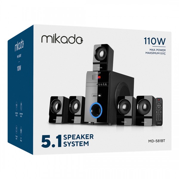MİKADO MD-581BT 110W USB/SD/FM/BT DESTEKLİ 5+1 SES SİSTEMİ HOPARLÖR - SPEAKER MİKADO MD-581BT 110W USB/SD/FM/BT DESTEKLİ 5+1 SES SİSTEMİ HOPARLÖR - SPEAKER