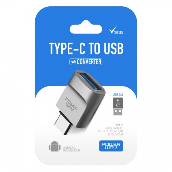 POWERWAY TYPE-C TO USB OTG ÇEVİRİCİ POWERWAY TYPE-C TO USB OTG ÇEVİRİCİ
