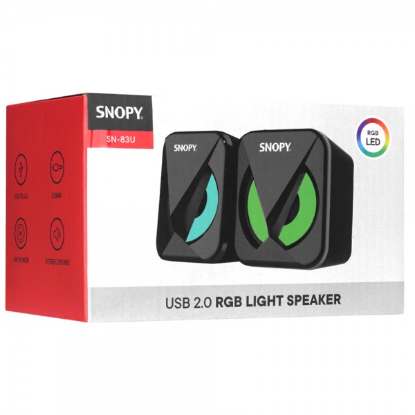 SNOPY SN-83U LED IŞIKLI 2W*2CH SİYAH USB 2.0 RGB IŞIKLI GAMİNG 1+1 MİNİ SPEAKER HOPARLÖR SNOPY SN-83U LED IŞIKLI 2W*2CH SİYAH USB 2.0 RGB IŞIKLI GAMİNG 1+1 MİNİ SPEAKER HOPARLÖR