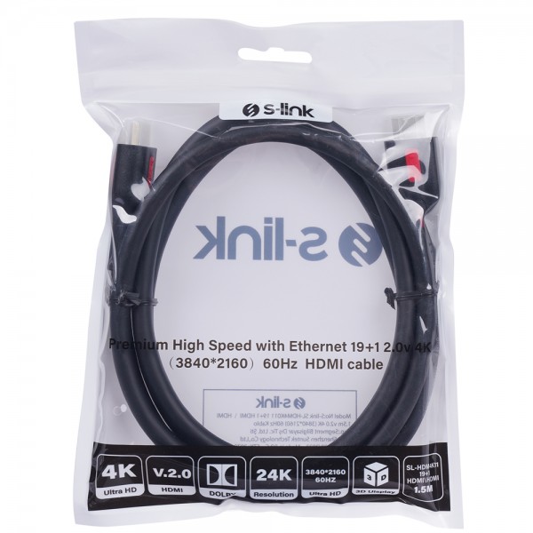 S-LINK SL-HDM4K011 19+1 HDMI TO HDMI 1.5M V2.0 4K (3840*2160) 60HZ KABLO S-LINK SL-HDM4K011 19+1 HDMI TO HDMI 1.5M V2.0 4K (3840*2160) 60HZ KABLO