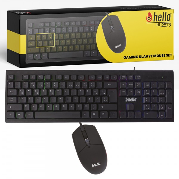 HELLO HL-2573 IŞIKLI KABLOLU OYUNCU KLAVYE + MOUSE COMBO SET HELLO HL-2573 IŞIKLI KABLOLU OYUNCU KLAVYE + MOUSE COMBO SET
