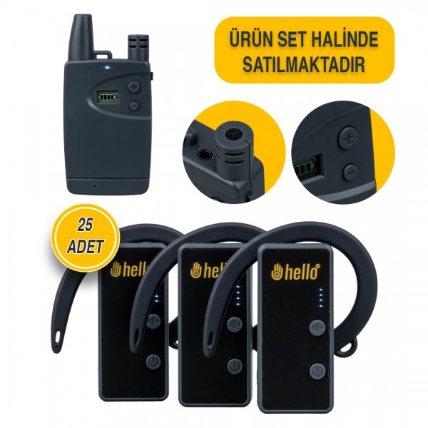 HELLO HL-26021 25Lİ KULAKLIK TİPİ TUR REHBER SİSTEMİ SETİ (100 METRE MENZİL) HELLO HL-26021 25Lİ KULAKLIK TİPİ TUR REHBER SİSTEMİ SETİ (100 METRE MENZİL)