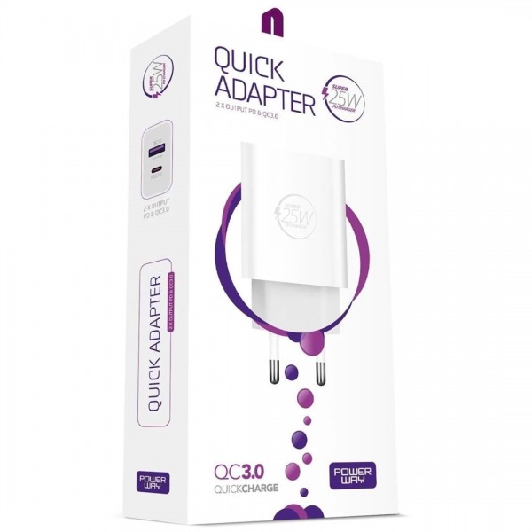 POWERWAY HW25 USB 3.0 / TYPE-C 25W 3.0A HIZLI ŞARJ ALETİ BAŞLIĞI PD25W POWERWAY HW25 USB 3.0 / TYPE-C 25W 3.0A HIZLI ŞARJ ALETİ BAŞLIĞI PD25W