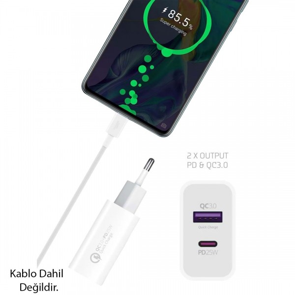 POWERWAY HW25 USB 3.0 / TYPE-C 25W 3.0A HIZLI ŞARJ ALETİ BAŞLIĞI PD25W POWERWAY HW25 USB 3.0 / TYPE-C 25W 3.0A HIZLI ŞARJ ALETİ BAŞLIĞI PD25W