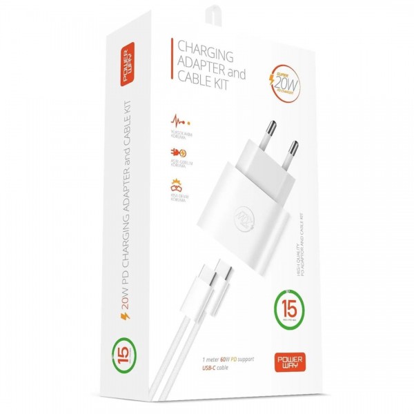 POWERWAY RXS27 20 WATT TYPE-C ŞARJ BAŞLIK ADAPTÖRÜ + KABLO SETİ (APPLE 15 PRO-PROMAX UYUMLU) POWERWAY RXS27 20 WATT TYPE-C ŞARJ BAŞLIK ADAPTÖRÜ + KABLO SETİ (APPLE 15 PRO-PROMAX UYUMLU)