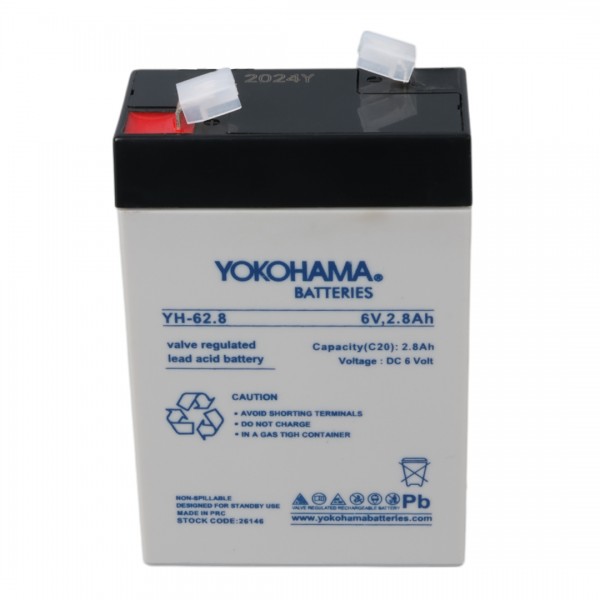 YOKOHAMA YH-62.8 6 VOLT - 2.8 AMPER DİK AKÜ (66 X 33 X 97 MM) YOKOHAMA YH-62.8 6 VOLT - 2.8 AMPER DİK AKÜ (66 X 33 X 97 MM)