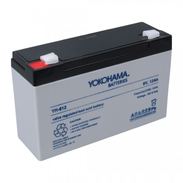 YOKOHAMA YH-612 6 VOLT - 12 AMPER KURU AKÜ (150 X 50 X 94 MM) YOKOHAMA YH-612 6 VOLT - 12 AMPER KURU AKÜ (150 X 50 X 94 MM)