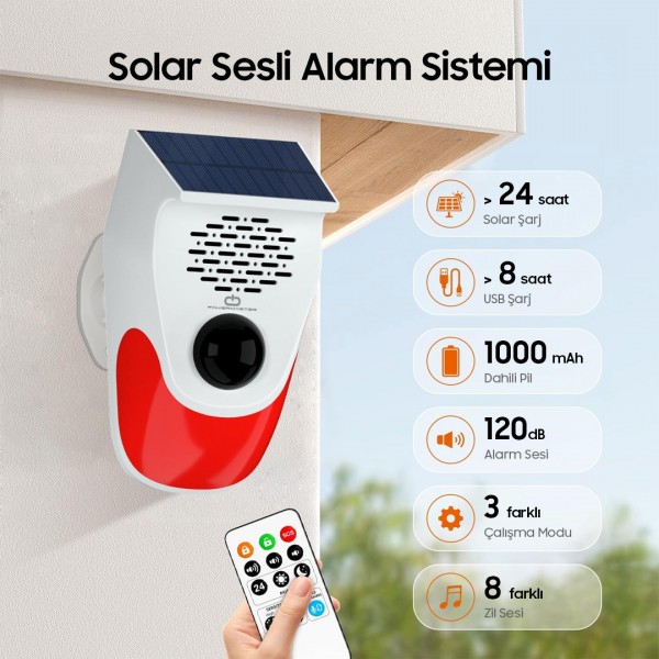 POWERMASTER PM-26240 KUMANDALI SOLAR SESLİ IŞIKLI 120DB ALARM SİSTEMİ POWERMASTER PM-26240 KUMANDALI SOLAR SESLİ IŞIKLI 120DB ALARM SİSTEMİ