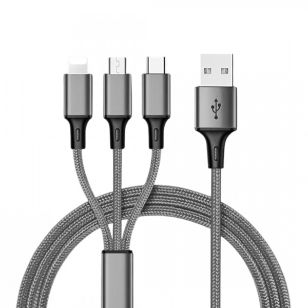 POWERMASTER PM-26335 3IN1 GÜMÜŞ 1.2 METRE (MICRO USB - LIGHTNING - TYPE C) TELEFON ŞARJ KABLOSU POWERMASTER PM-26335 3IN1 GÜMÜŞ 1.2 METRE (MICRO USB - LIGHTNING - TYPE C) TELEFON ŞARJ KABLOSU