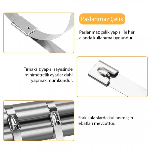 POWERMASTER PM-26362 304 PASLANMAZ ÇELİK KABLO BAĞI 7.9X200MM 100LÜK PAKET POWERMASTER PM-26362 304 PASLANMAZ ÇELİK KABLO BAĞI 7.9X200MM 100LÜK PAKET