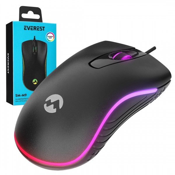 EVEREST SM-M9 1000 DPI USB RGB RAİNBOW LEDLİ SİYAH 3D OPTİK LED MOUSE EVEREST SM-M9 1000 DPI USB RGB RAİNBOW LEDLİ SİYAH 3D OPTİK LED MOUSE