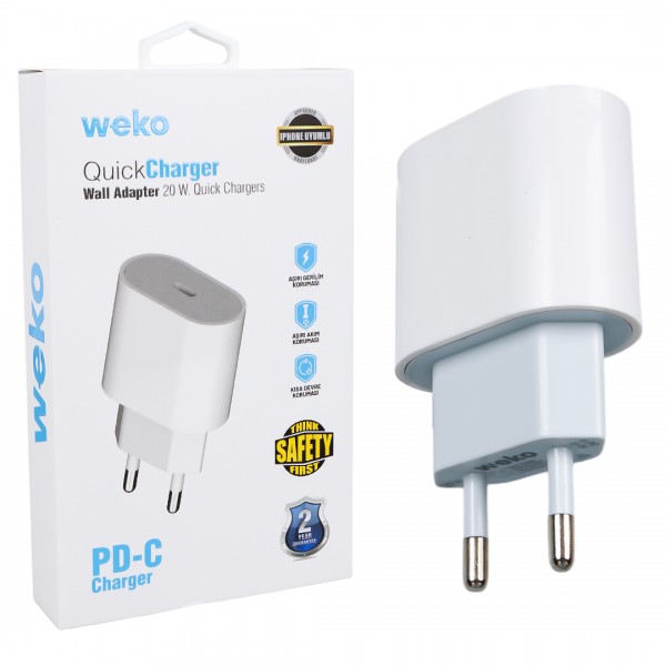 WEKO WK-26524 BEYAZ PD 20 WATT IPHONE TYPE-C HIZLI ŞARJ BAŞLIĞI WEKO WK-26524 BEYAZ PD 20 WATT IPHONE TYPE-C HIZLI ŞARJ BAŞLIĞI