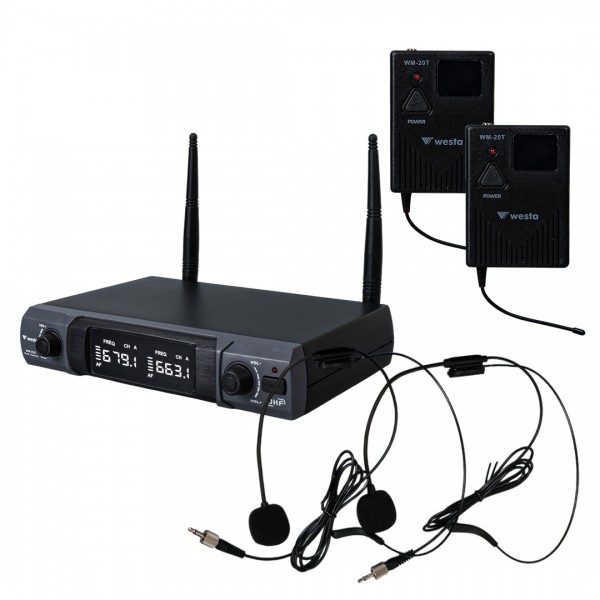 WESTA WM-202T 1 ALICI + 2 YAKA (LAVALİER) KABLOSUZ UHF TELSİZ MİKROFON SETİ WESTA WM-202T 1 ALICI + 2 YAKA (LAVALİER) KABLOSUZ UHF TELSİZ MİKROFON SETİ