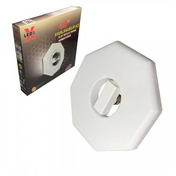 LEDX AL-OBGG 40 WATT AYARLANABİLİR AÇI E27 DUYLU BEYAZ TAVAN ARMATÜRÜ LEDX AL-OBGG 40 WATT AYARLANABİLİR AÇI E27 DUYLU BEYAZ TAVAN ARMATÜRÜ