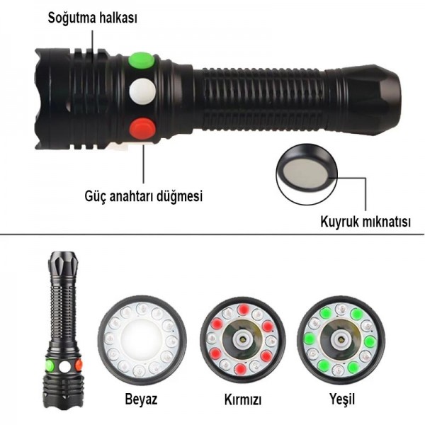 POWERMASTER ŞARJ EDİLEBİLİR 3 WATT 3 RENKLİ LEDLİ EL FENERİ POWERMASTER ŞARJ EDİLEBİLİR 3 WATT 3 RENKLİ LEDLİ EL FENERİ