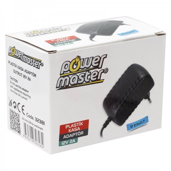 POWERMASTER 12 VOLT - 2 AMPER 2.5*0.7 İNCE UÇLU TABLET PC ADAPTÖRÜ * FULLY O-1611H