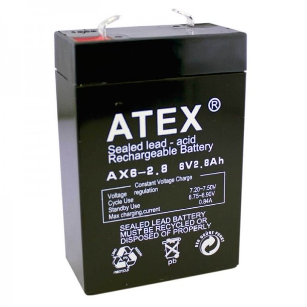 ATEX 6 VOLT - 2.8 AMPER DİK AKÜ (66 X 33 X 97 MM)