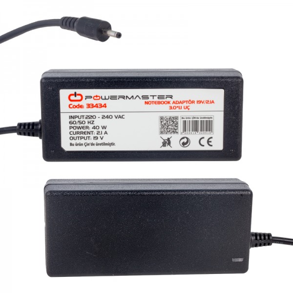POWERMASTER * SL-NBA425 19 VOLT - 2.1 AMPER 3.0*1.1 UÇLU SAMSUNG NOTEBOOK ADAPTÖR