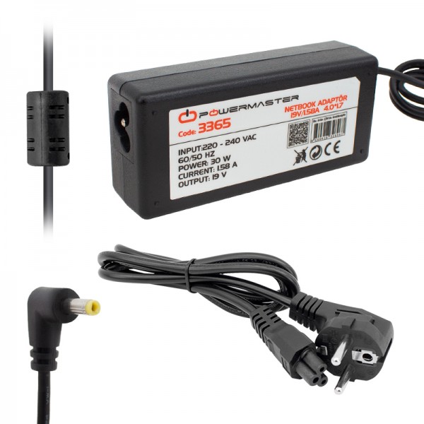 POWERMASTER * SL-NBA04 19 VOLT - 1.58 AMPER - 30 WATT 4.0*1.7 UÇLU HP NETBOOK ADAPTÖR POWERMASTER * SL-NBA04 19 VOLT - 1.58 AMPER - 30 WATT 4.0*1.7 UÇLU HP NETBOOK ADAPTÖR
