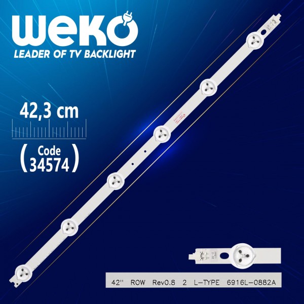 42 ROW REV0.8 2 L-TYPE - 6 LEDLİ 42.3 CM - (WK-110) 42 ROW REV0.8 2 L-TYPE - 6 LEDLİ 42.3 CM - (WK-110)